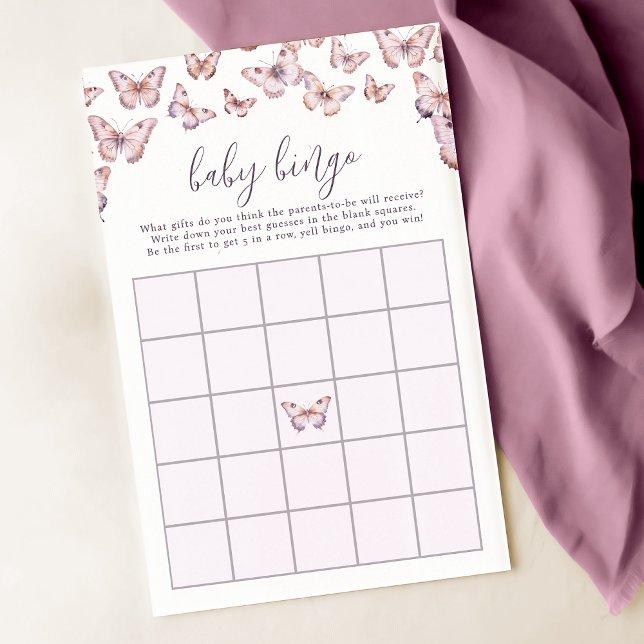 Niedliches Lila und rosa Butterfly Baby Bingo Game (Von Creator hochgeladen)