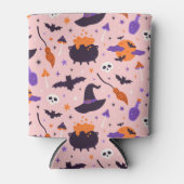 Niedliches Lila und rosa Halloween-Muster Dosenkühler (Vorderseite)