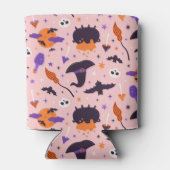 Niedliches Lila und rosa Halloween-Muster Dosenkühler (Rückseite)