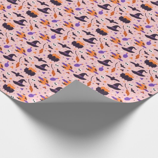 Niedliches Lila und rosa Halloween-Muster Geschenkpapier (Ecke)