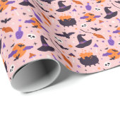 Niedliches Lila und rosa Halloween-Muster Geschenkpapier (Rolleneckpunkt)