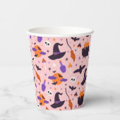 Niedliches Lila und rosa Halloween-Muster Pappbecher (Rückseite)