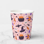 Niedliches Lila und rosa Halloween-Muster Pappbecher (Links)
