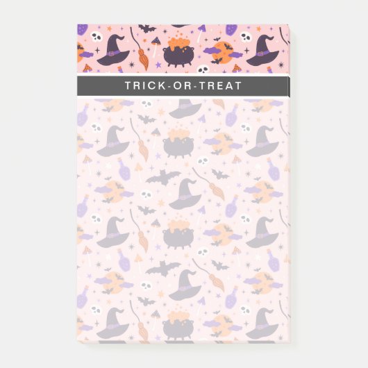 Niedliches Lila und rosa Halloween-Muster Post-it Klebezettel (Vorderseite)