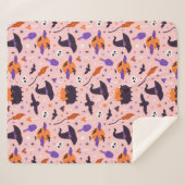 Niedliches Lila und rosa Halloween-Muster Sherpadecke (Vorderseite (Horizontal))