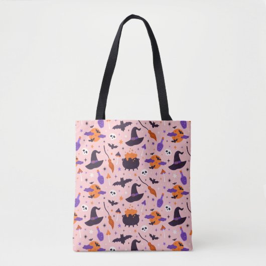 Niedliches Lila und rosa Halloween-Muster Tasche (Vorderseite)