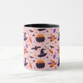 Niedliches Lila und rosa Halloween-Muster Tasse (Zentrum)