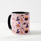 Niedliches Lila und rosa Halloween-Muster Tasse (Vorderseite Links)