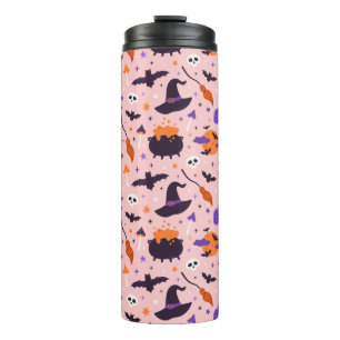 Niedliches Lila und rosa Halloween-Muster Thermosbecher