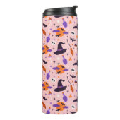 Niedliches Lila und rosa Halloween-Muster Thermosbecher (Nach links gedreht)