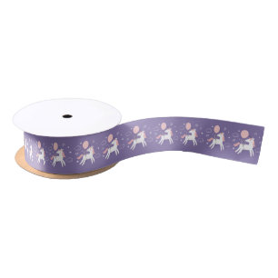 Niedliches Lila und rosa magisches Einhorn Satinband