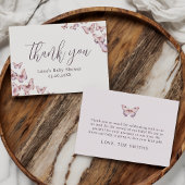 Niedliches Lila und rosa Schmetterling Babydusche Dankeskarte