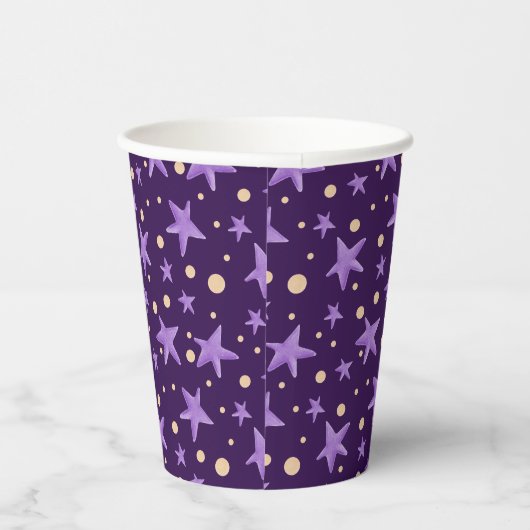 Niedliches Lila Violet Star Pattern Party Pappbecher (Rechts)