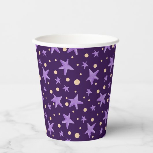 Niedliches Lila Violet Star Pattern Party Pappbecher (Vorderseite)