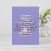 Niedliches Lila Vogelgrippe-Party Einladung (Stehend Vorderseite)