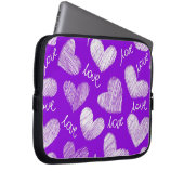 Niedliches Lila White Scribbled Herz mit Liebe Scr Laptopschutzhülle (Vorne Rechts)