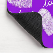Niedliches Lila White Scribbled Herz mit Liebe Scr Mousepad (Ecke)