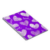 Niedliches Lila White Scribbled Herz mit Liebe Scr Notizblock (Rechte Seite)