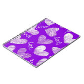Niedliches Lila White Scribbled Herz mit Liebe Scr Notizblock (Linke Seite)