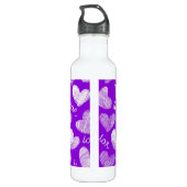 Niedliches Lila White Scribbled Herz mit Liebe Scr Trinkflasche (Rückseite)