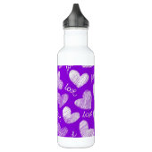 Niedliches Lila White Scribbled Herz mit Liebe Scr Trinkflasche (Links)