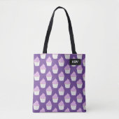 Niedliches Lilac Cupcake Muster - Ihre Initialen o Tasche (Vorderseite)