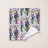 Niedliches Lilac Lila Watercolor Afrikanisches Vog Badhandtuch Set (Waschlappen)