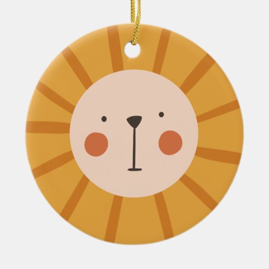 Niedliches Lion Orange Kinderzimmer Room Keramik Ornament (Vorne)