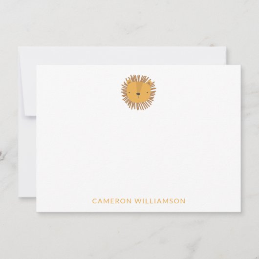 Niedliches Lion Personalisiert Baby and Kids Anima Mitteilungskarte (Vorderseite)