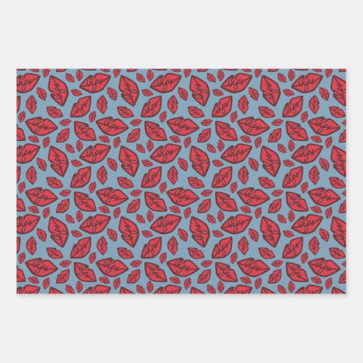 Niedliches Lippenmuster Mix Geschenkpapier Set (Vorderseite 3)