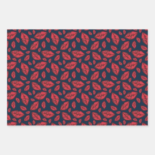 Niedliches Lippenmuster Mix Geschenkpapier Set (Vorderseite 2)