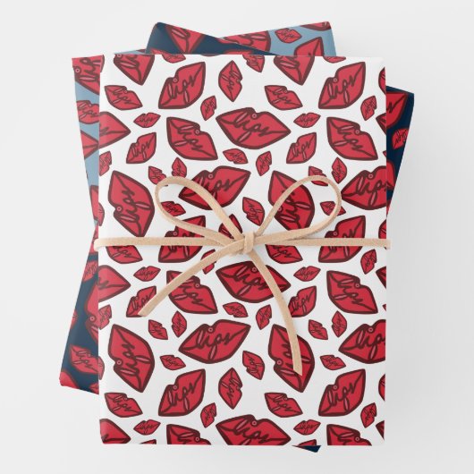 Niedliches Lippenmuster Mix Geschenkpapier Set (Beispiel)