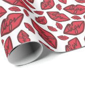 Niedliches Lippenmuster Weiß Geschenkpapier (Rolleneckpunkt)