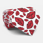 Niedliches Lippenmuster Weiß Krawatte (Gerollt)