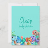 Niedliches Little Dino auf seiner Way Baby Dusche Einladung (Rückseite)