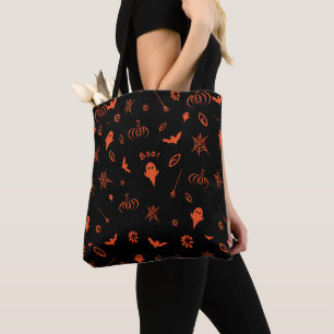 Niedliches Little Ghost Black und Orange Halloween Tasche