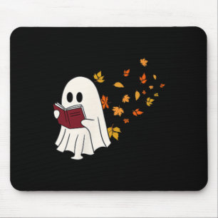 Niedliches Little Ghost Reading Book Under Herbstl Mousepad