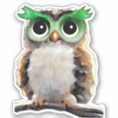 Niedliches Little Green and Tan Owl Aufkleber (Vorderseite)