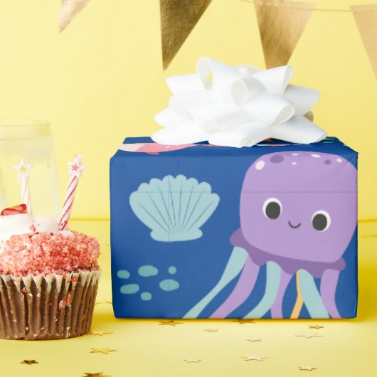 Niedliches "Little Ocean Friends"-Muster Geschenkpapier (Geburtstagsparty)