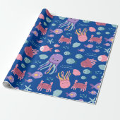 Niedliches "Little Ocean Friends"-Muster Geschenkpapier (Ungerollt)
