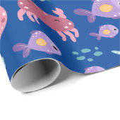 Niedliches "Little Ocean Friends"-Muster Geschenkpapier (Rolleneckpunkt)