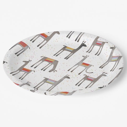 Niedliches Llama Alpaca Party Pappteller (Schrägansicht)