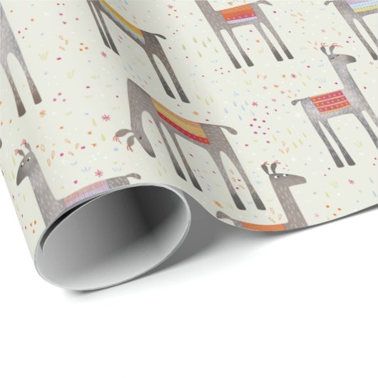 Niedliches Llama Alpaca Wrapping Paper Geschenkpapier (Rolleneckpunkt)