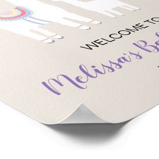 Niedliches Llama Mama Baby Dusche Begrüßungszeiche Poster (Ecke)