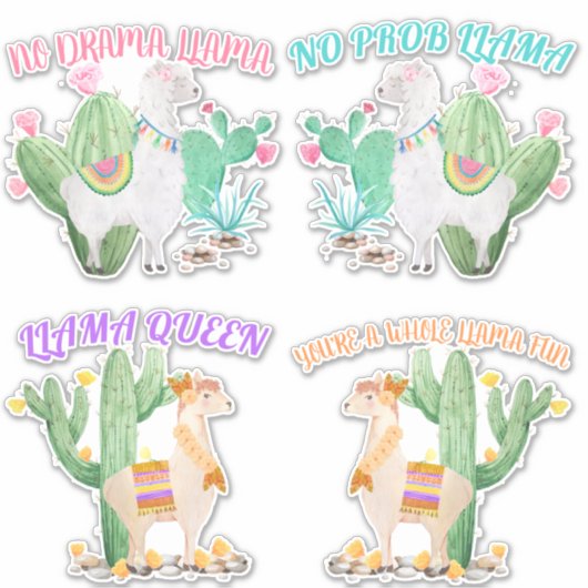 Niedliches Llama mit Fun Llama Spaß Redewendungen  Aufkleber (Vorderseite)
