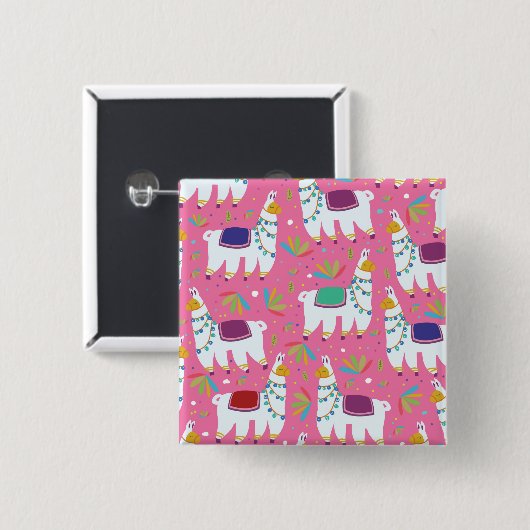 Niedliches Llama-Muster Button (Vorne & Hinten)