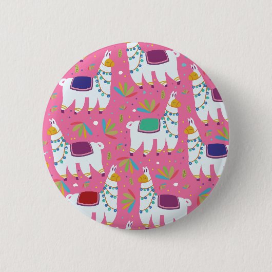Niedliches Llama-Muster Button (Vorderseite)