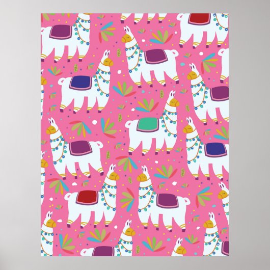 Niedliches Llama-Muster Poster (Vorne)