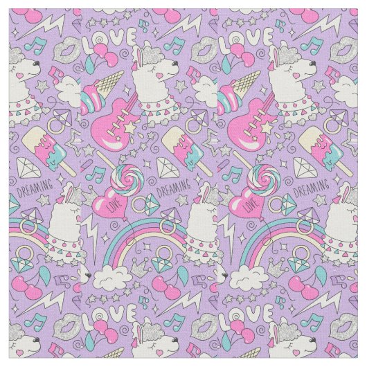 Niedliches Llama-Muster Stoff (Nahaufnahme)