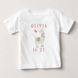 Niedliches Llama Thema Geburtstag Individuelle Nam Baby T-shirt